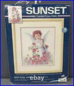 Sunset 13729 Counted Cross Stitch ROSE PETAL ANGEL 10x12 Joyce Birkenstock New Sunset 13729 Counted Cross Stitch ROSE PETAL ANGEL 10x12 Joyce Birkenstock New