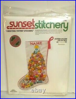Sunset Crewel Embroidery Stitchery Stocking Kit, CHRISTMAS FANTASY, Tree, 2025,18