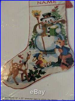 Sunset Stitchery-Crewel Craft Christmas Stocking Kit-Friends of the Snowman-2029