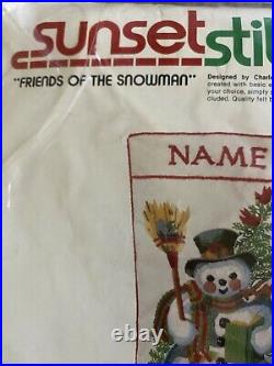 Sunset Stitchery Crewel Kit FRIENDS OF THE SNOWMAN CHRISTMAS STOCKING #2029 NOS