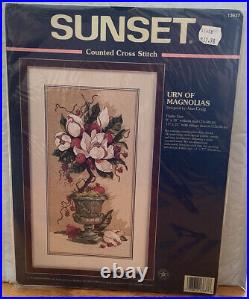 Sunset Urn of Magnolias Counted Cross Stitch Kit NEW #13637 Ann Craig