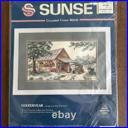 Sunset by Dimensions Cross Stitch Yesteryear Gas Station/Store by Kay Shannon