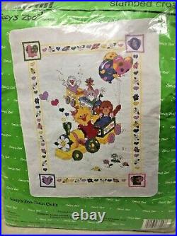 Suzy's Zoo TRAIN Cross Stitch kit Set Quilt, Bibs and Birth Announcement