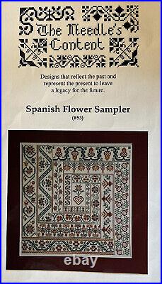 THE NEEDLE'S CONTENT Counted Cross Stitch Kit Spanish Flower Sampler 2004