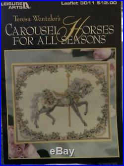 Teresa Wentzler Rare Cross Stitch Four Seasons Faeries And Carousel Horses