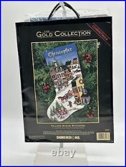 The GOLD COLLECTION Village Scene STOCKING Christmas Cross Stitch KIT 8527 NEW