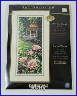 The Gold Collection Dimensions Paradise Found Cross Stitch Gazebo Roses 8×18