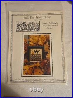 The Goode Huswife Cross Stitch Kit Jack The Halloween Cat Chart, Floss, Material