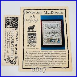 The Scarlet Letter Kit Mary Ann MacDonald 1821 Reproduction Silk Cross Stitch