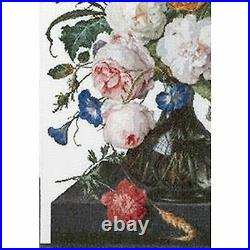 Thea Gouverneur 785A Still Life with flowers in a glass vase Cross stitch