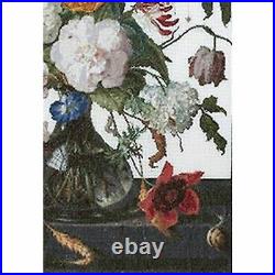 Thea Gouverneur 785A Still Life with flowers in a glass vase Cross stitch