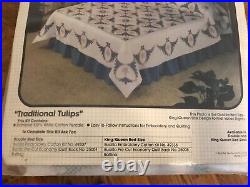 Traditional Tulips Quilt Kit Bucilla to Cross Stitch and Quilt with Floss Kit