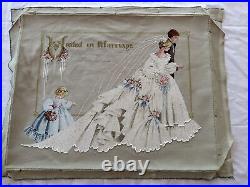 Unframed Completed Bride And Groom Wedding Embroidery Cross Stitch With Beads