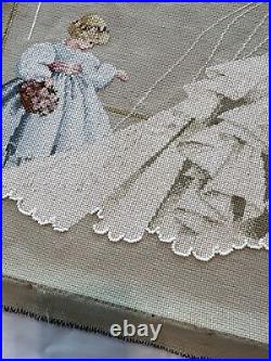 Unframed Completed Bride And Groom Wedding Embroidery Cross Stitch With Beads