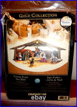 Unopened Gold Collection Cross Stitch Kit, NATIVITY SCENE Tree Skirt Table Cover