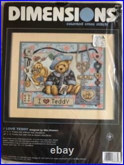 VHTF Dimensions I Love Teddy 3863 Cross stitch kit sealed