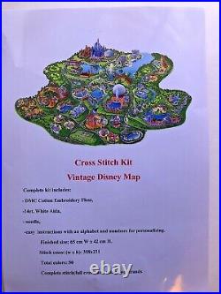 VINTAGE DISNEY MAP Disney Cross Stitch Kit NIP COMPLETE
