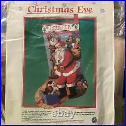 VINTAGE Dimensions Stocking Kit Christmas Eve Needlepoint Complete in Package