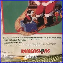 VINTAGE Dimensions Stocking Kit Christmas Eve Needlepoint Complete in Package