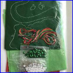 VTG Bucilla Felt Stitchery Christmas Stocking Kit # 32708 Dinosaur Santa 18 NOS