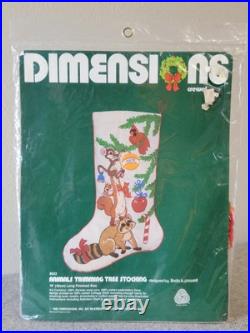 VTG DIMENSIONS Crewel Stitch CHRISTMAS STOCKING Kit- ANIMALS TRIMMING TREE 8022 VTG DIMENSIONS Crewel Stitch CHRISTMAS STOCKING Kit- ANIMALS TRIMMING TREE 8022