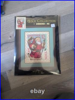 VTG Dimensions Gold Collection Santa Stamp Cross Stitch Kit 8688 Donna Race Q6