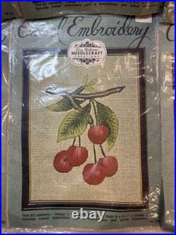 VTG Elsa Williams Crewel Embroidery Lot Of 6 Series Of Fruit Kits NRFP