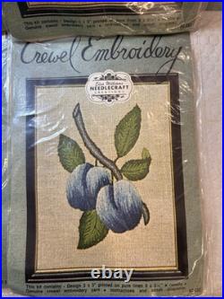 VTG Elsa Williams Crewel Embroidery Lot Of 6 Series Of Fruit Kits NRFP
