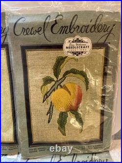 VTG Elsa Williams Crewel Embroidery Lot Of 6 Series Of Fruit Kits NRFP
