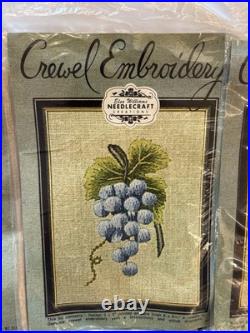 VTG Elsa Williams Crewel Embroidery Lot Of 6 Series Of Fruit Kits NRFP