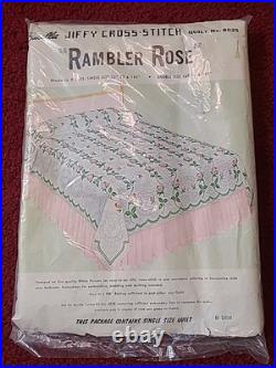 VTG NIP Bucilla Jiffy RAMBLER ROSE Cross-Stitch Embroidery Quilt Top Kit 8025