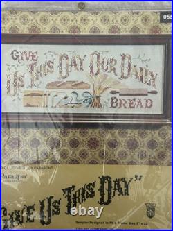 VTG Paragon CrossStitch Kit 0555 GIVE US THIS DAY OUR DAILY BREAD USA NEW NOS