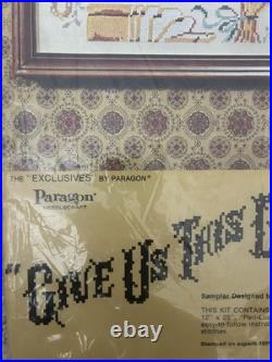 VTG Paragon CrossStitch Kit 0555 GIVE US THIS DAY OUR DAILY BREAD USA NEW NOS