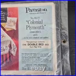 VTG Paragon No. 01172 Colonial Plymouth Cross Stitch Quilt Top Kit Double Bed