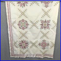 VTG Paragon Stamped Cross Stitch Quilt Top DOUBLE QUILT 01152 Started 84x100