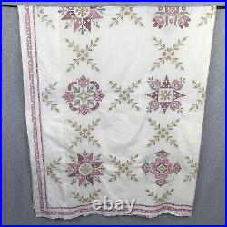 VTG Paragon Stamped Cross Stitch Quilt Top DOUBLE QUILT 01152 Started 84x100