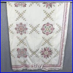 VTG Paragon Stamped Cross Stitch Quilt Top DOUBLE QUILT 01152 Started 84x100