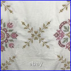 VTG Paragon Stamped Cross Stitch Quilt Top DOUBLE QUILT 01152 Started 84x100