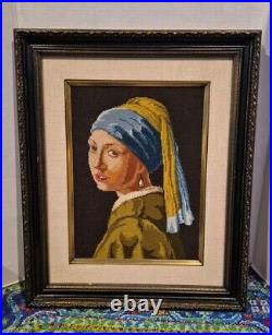 Vermeer Girl With The Pearl Earring Framed Cross Stitch 23.5 X 19.5