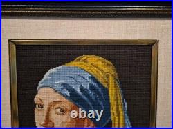 Vermeer Girl With The Pearl Earring Framed Cross Stitch 23.5 X 19.5