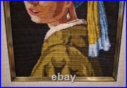 Vermeer Girl With The Pearl Earring Framed Cross Stitch 23.5 X 19.5