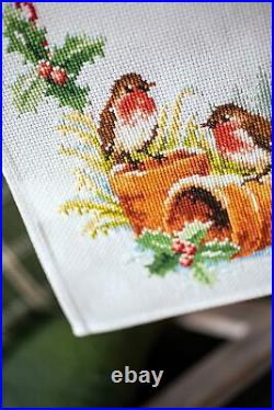 Vervaco Counted Cross Stitch Table Runner Kit 11.6X40.8-Robin in Winter