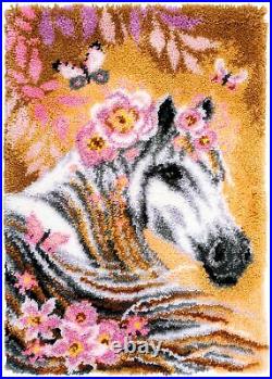 Vervaco Latch Hook Rug Kit 22X32-Horse With Flowers