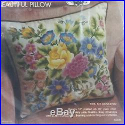 Victoria Floral Pillow Kit Elsa Williams Crewel Embroidery 18 KC533