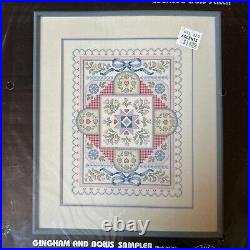 Vintage 1990 Dimensions Counted Cross Stitch Hi Gingham And Bows Sampler Rare