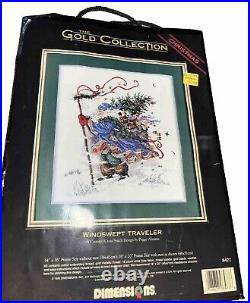 Vintage 1995 Dimensions Gold Collection WINDSWEPT TRAVELER Cross Stitch Kit 8477