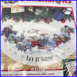 Vintage 1999 Dimensions Counted Cross Stitch Kit Let it Snow Caroler Tree Skirt