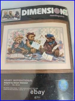 Vintage 1999-RARE! Dimensions Beary Inspirational Thread Needlepoint Kit #2472
