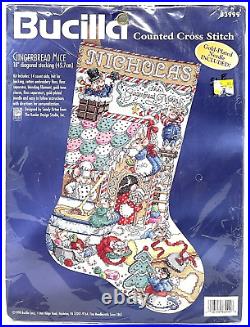 Vintage 90's Bucilla Gingerbread Mice Cross Stitch Kit 83999 Xmas Stocking NEW