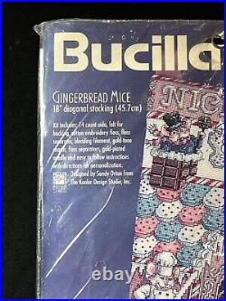 Vintage 90's Bucilla Gingerbread Mice Cross Stitch Kit 83999 Xmas Stocking NEW